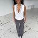 Women's Clothing New Deep V Neck Lace Trim Slim Fit Sexy Sleeveless Vest For Women_ecoleips.com