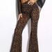 Women's High Waisted Flared Pants - Sexy Mesh Flocked Casual Trousers, Stretchy Comfort Fit, Trendy Leopard Print_ecoleips.com