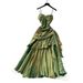 French Goddess Style Women's Dress Strapless Halter Square Neck Pleated Waist Ruffled Hem_ecoleips.com