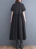2026 Spring Summer New Patchwork Shirt Dresses For Women Short Sleeve Loose Casual Vintage Long Dress Fashion Elegant Clothing_ecoleips.com