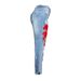 Women's Clothing Elastic Loose Jeans Women's Trousers Colorful Flower 3d Embroidery Ripped Jeans_ecoleips.com