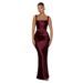High-End Slim Fit Women's Halter Dress Sexy Pleated Long Skirt Tie-Up Bodycon Evening Banquet Dress for Export_ecoleips.com
