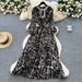 Women's Clothing High End Leopard Print Puff Sleeve Dress For Women Summer Belt Slim Diamond Design Hot Girl Long Skirt_ecoleips.com