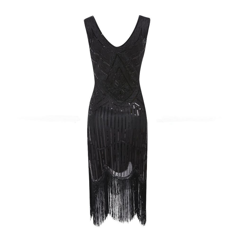 Women's Clothing Sequined Tassel Dress Beaded Tassel Dress Banquet Ball Party Mini Dress_ecoleips.com