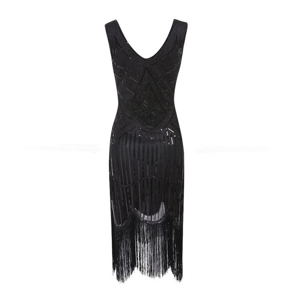Women's Clothing Sequined Tassel Dress Beaded Tassel Dress Banquet Ball Party Mini Dress_ecoleips.com