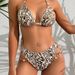 Women's Clothing Women's Leopard Print Metal Pendant Split Swimsuit Bikini_ecoleips.com