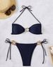 Women's Sexy Solid Color Bikini Swimsuit 2 Piece Set Cross Strap Bikini For Vacation And Beachwear_ecoleips.com