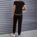 Color Block Trim Casual Suit For Women American Style Simple Loose Fit Short Sleeved Set Spring Summer Autumn New_ecoleips.com