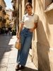 Chic Commuter Ribbed Knit Polo, Short Sleeve Contrast Trim Office Blouse_ecoleips.com