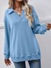 Women's Collared Long-sleeved Loose Fleece-lined Sweatshirt_ecoleips.com