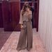 Women's Fashion Set Solid Color V Neck Tie Waist Loose Fitting Casual Trousers Suit New Style Elegance_ecoleips.com