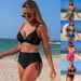 Women's Shell Embroidery Two Piece Swimsuit Solid Color Sporty Floral Design European American Style_ecoleips.com