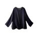 A Loose And Artistic Cotton And Linen Round-Neck Long-Sleeved T-Shirt For Women's Spring And Summer, A Light And Medium-_ecoleips.com