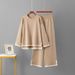 Autumn 2025 Elegant Color Block Slit Long Sleeve Knit Top High Waist Slim Wide Leg Pants Women's Two Piece Set_ecoleips.com
