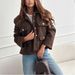 Women's Clothing Autumn New Fashion Solid Color Lapel Button Decorated Plush Coat_ecoleips.com