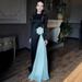 Women's Clothing Spring Slim Fit Women's Modest Abaya Dress Long Dress Large Floral Color Block Black White Style Muslim Fashion_ecoleips.com