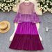 Women's Clothing New Color Matching Round Neck Beading Temperament Plus Size Women's Pleated Dress_ecoleips.com