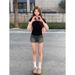 American Pure Cotton White V-neck, Tight-fitting, Waist-cinching, Short-sleeved, Large-sized, Shoulder-length, Slimming, Hot Girl T-shirt_ecoleips.com
