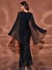 Elegant Black Sequin Ball Gown – Princess Sweetheart Neckline Cape Backless Evening Dress With High Waist & Flowy Skirt (Sizes S-XL)_ecoleips.com