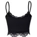 Lace Trim Ribbed V-Neck Camisole Women's Stretchy Sleeveless Top Flattering Black Fashion-Forward XS to XL_ecoleips.com