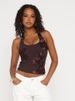 Summer Women's Halter Neck Short Vest Style Three Dimensional Embroidered Jacquard Backless Sexy Top_ecoleips.com