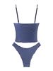 Navy White Polka Dot Tankini 2 Piece Swimsuit Women Deep V Front Tie Split Flyaway Top Ruffle High Cut Bikini Bottom Summer Beach Bathing Suit_ecoleips.com