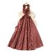 French-Inspired Floral Maxi Dress Strappy V-Neck Smocked Waist Ruffle Hem Sundress Red S M L_ecoleips.com