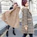 Women's Winter Plaid Wool Coat With Faux Fur Hood – Medium-Length Warm Overcoat, Thickened Fleece Lining, Relaxed Fit (Sizes S-XXXL, Classic Tartan_ecoleips.com