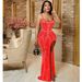 Women's Clothing Fashion Solid Color Suspender Irregular Hot Diamond Long Skirt Dress Women_ecoleips.com