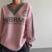 Retro Letter Print Sweater – Oversized V-Neck Y2K Streetwear Top (XXS-XL, Polyester Blend)_ecoleips.com
