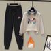 Women's Layered Sweatshirt & Korean-Style Jogger Pants Set - Embroidered Casual Outfit With Relaxed Fit_ecoleips.com