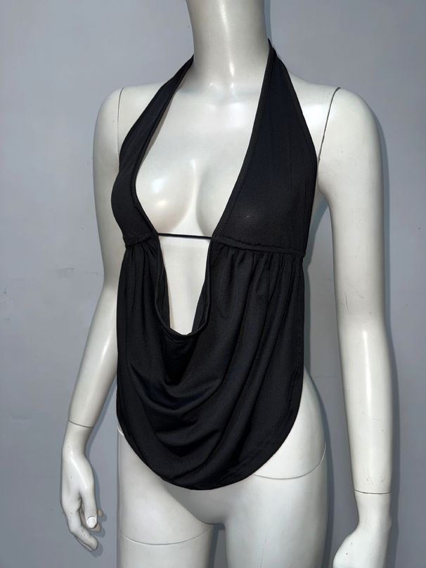 Women's Clothing Halter Neck Vest Music Festival Hot Girl Elastic Lace Black Suspenders_ecoleips.com