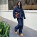 Women's Fashionable Trendy Denim Jacket Set European American Style Best Selling With Belt Lapel Versatile Clothing_ecoleips.com