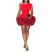 Women's Sexy Asymmetric Mesh Dress - Off-Shoulder Sleeveless Bodycon Dress With Lace Trim & Stretchy Fabric (4 Colors, S-3XL)_ecoleips.com