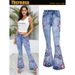 European And American Women's Wide-leg Pants, Denim Bell-bottom With Appliqué Embroidery, Long Pants For Foreign Trade_ecoleips.com
