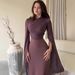 Women's Clothing Slim Fit Patchwork Dress Long Glass Yarn Satin Wide Sleeve Style For Formal & Casual For Women_ecoleips.com