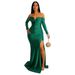 Women's Silk Long Dress Gown AL228 Sexy Floor Length Skirt Long Sleeve Latin Style_ecoleips.com