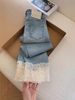 Lace Patchwork Straight-Leg Jeans For Women, Spring 2025 Plus Size New Chinese Style Slimming Nine-Point Cigarette Pants_ecoleips.com