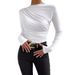 2026 Cross-Border European And American Solid Color Slim Fit Base Shirt Versatile Ruched Design Long Sleeve T-Shirt_ecoleips.com