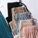 Women's Pleated Loose Ice Silk Korean Casual Cropped Pants Wide Leg Trouse Lady Girl Classic Sports Wear Girls Clothes Black Top_ecoleips.com