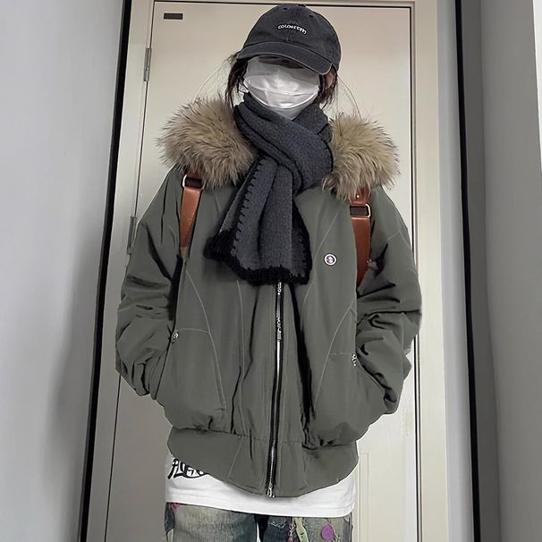 girl Girl Zuoshandiao Winter Cotton Jacket Women 2025 New Style With Fleece Lining And Thickened Fur Collar, Short Parka For_ecoleips.com