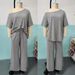 Women's Clothing Spring/Summer Women's Casual Wide Leg Pants Suit Solid Color Sports Two Piece Loose Trousers_ecoleips.com