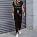 Women's Color Block Trim Casual Suit American Style Loose Fit Short Sleeve Spring Summer Autumn New_ecoleips.com