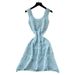 French Style White Sleeveless Knit Dress Elegant Sophisticated Slimming A-Line Skirt Hollowed out Waist Cinching New Summer Refreshing_ecoleips.com