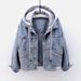 Casual Women's Denim Jacket With Hood, Loose Fit Short Coat, Spring Autumn Fashion Outerwear With Large Pockets, Versatile Top_ecoleips.com