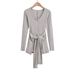 Women's Clothing Hot Girl Autumn Solid Color Two Piece Set Waist Tie V Neck Long Sleeve Slim Fit Bodysuit For Women S21285_ecoleips.com