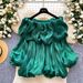 Women's Korean Style Off-Shoulder Ruffled Lantern Sleeve Blouse Pink Top Chic Fashionable Versatile New Spring Style_ecoleips.com