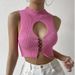 2026 New European And American Tops: Sexy Hollow-Out Strap Solid Color Short Slim-Fit Knit Tank Top For Women_ecoleips.com
