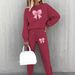 Bow-Print Fleece Lounge Set – Long-Sleeve Top & Jogger Pants (5 Colors, S-XXL) | Cozy Winter Loungewear For Women_ecoleips.com