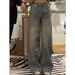 Retro Heavyweight Denim Jeans Rhinestone Patchwork For Women Sparkly Floor-Length Pants Stylish Girls Summer Fashion_ecoleips.com